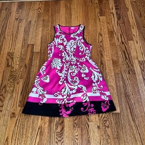 Crown & Ivy A-line Fuchsia Damask Pattern Dress 8